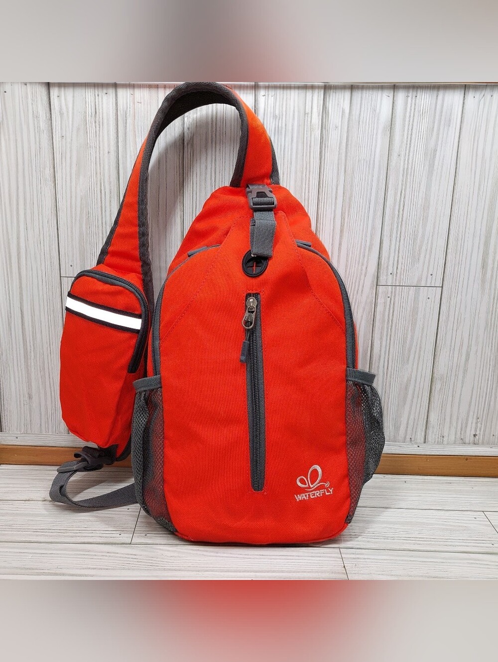 Waterfly Orange 15"t Slingback Hiking Outdoor Multi-Zip-Pocket Mini-Backpack
